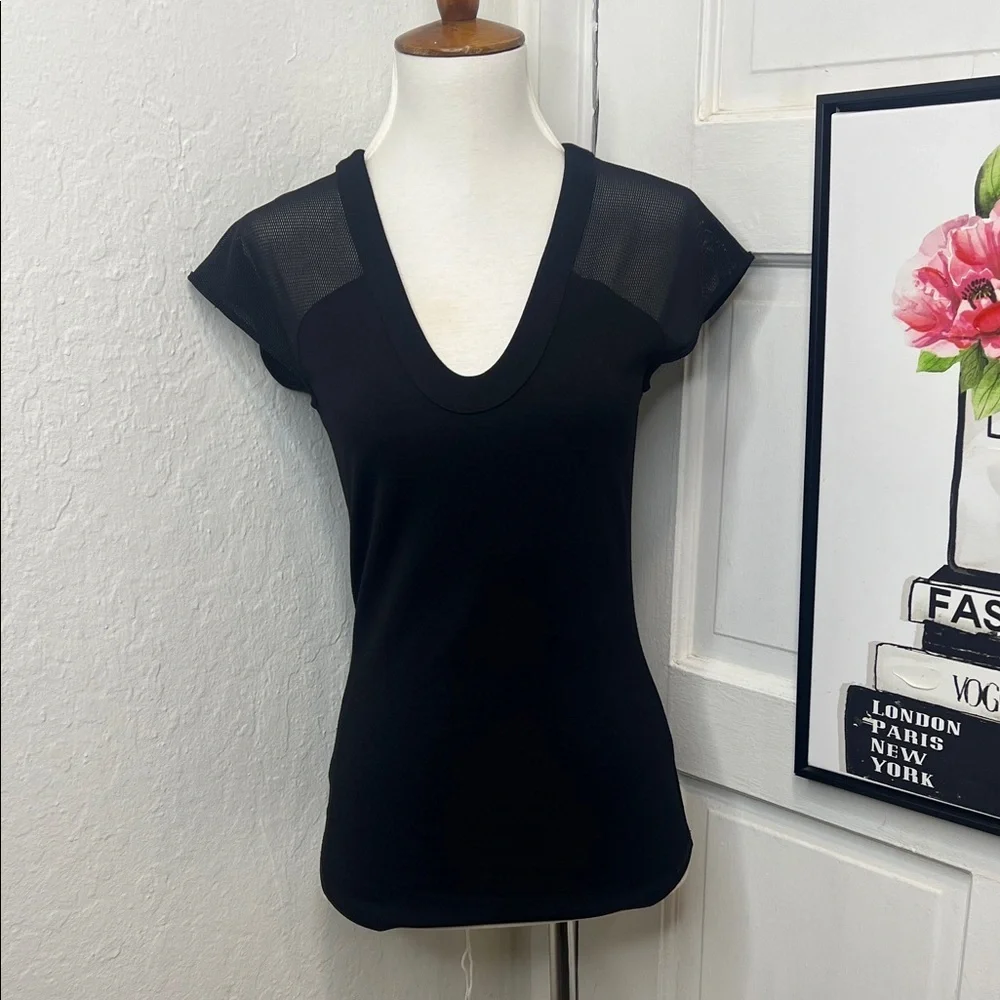 Karen Millen Black Top w/mesh Size 2